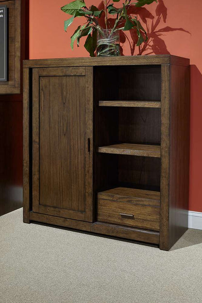 Emery Park - Modern Loft Sliding Door Chest in Brownstone Finish - IML-457-BRN veiw 3