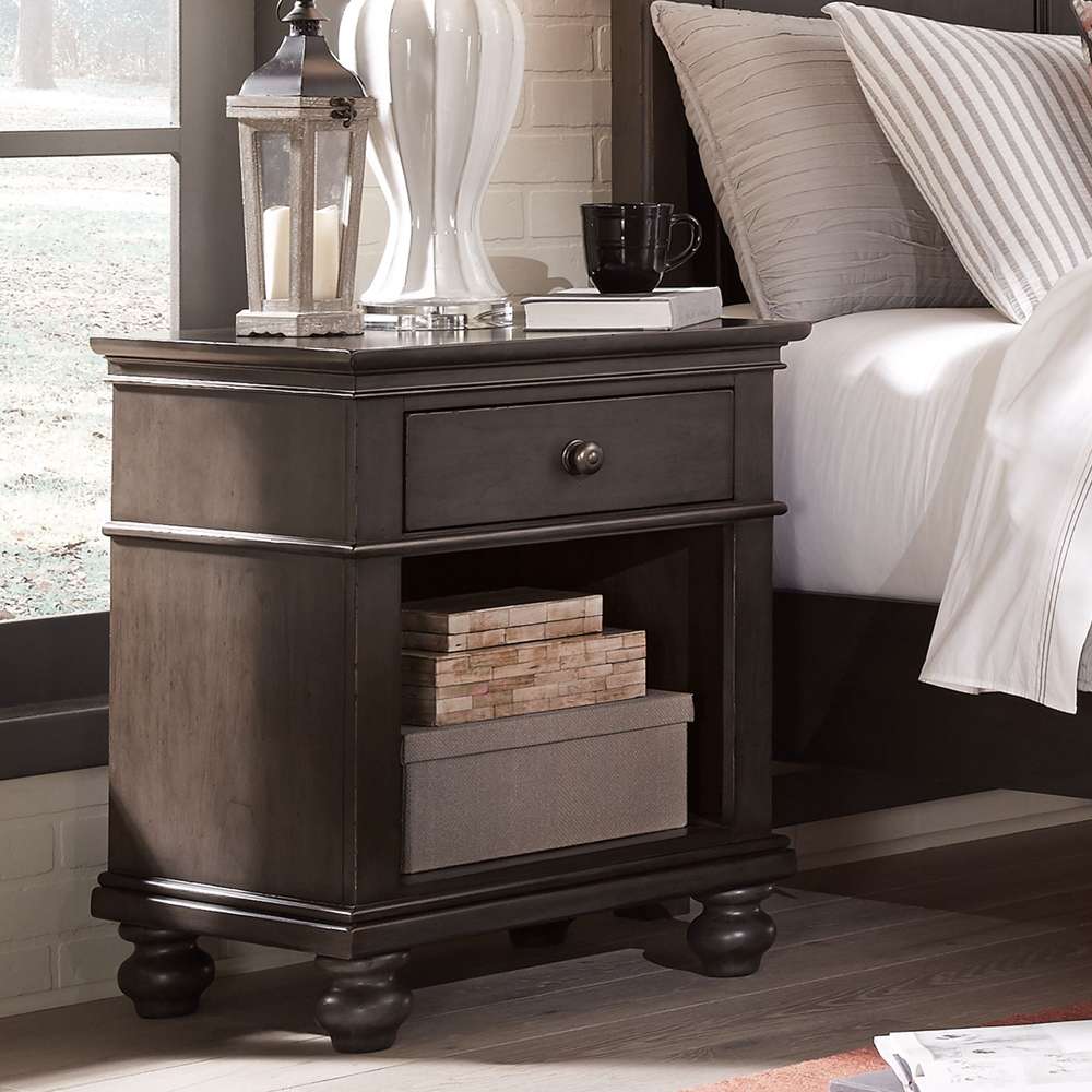 Emery Park  -  Oxford 1 Drawer NS in Peppercorn Finish  - I07-451N-PEP-1 veiw 1