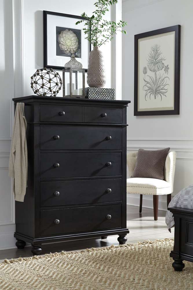 Emery Park  -  Oxford 5 Drawer Chest in Rubbed Black Finish  - I07-456-BLK-1 veiw 1