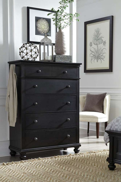 Emery Park  -  Oxford 5 Drawer Chest in Rubbed Black Finish  - I07-456-BLK-1 veiw 1