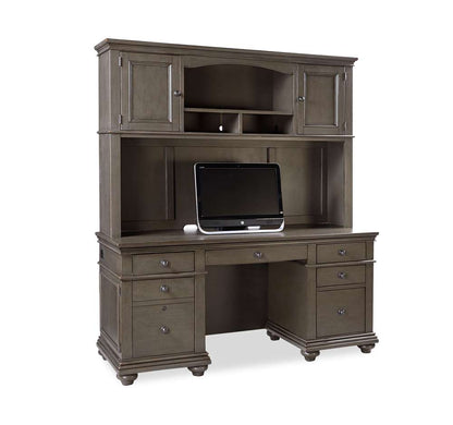 Emery Park - Oxford 66in Credenza Desk & Hutch in Peppercorn Finish