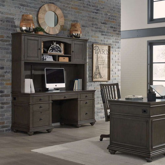 Emery Park - Oxford 66in Credenza Desk in Peppercorn Finish - I07-316-PEP veiw 1
