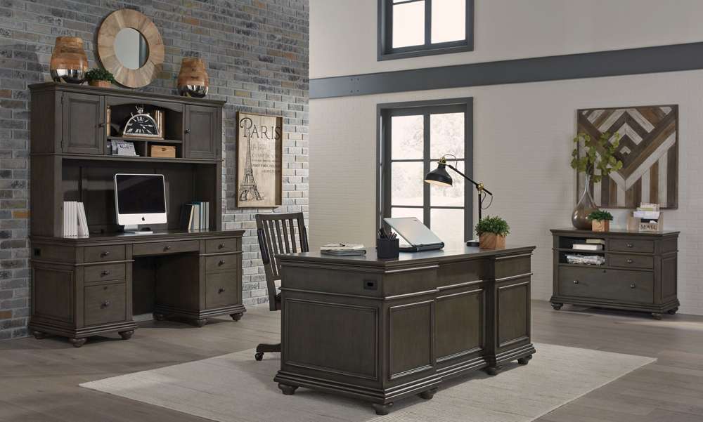 Emery Park - Oxford 66in Credenza Desk in Peppercorn Finish - I07-316-PEP veiw 2