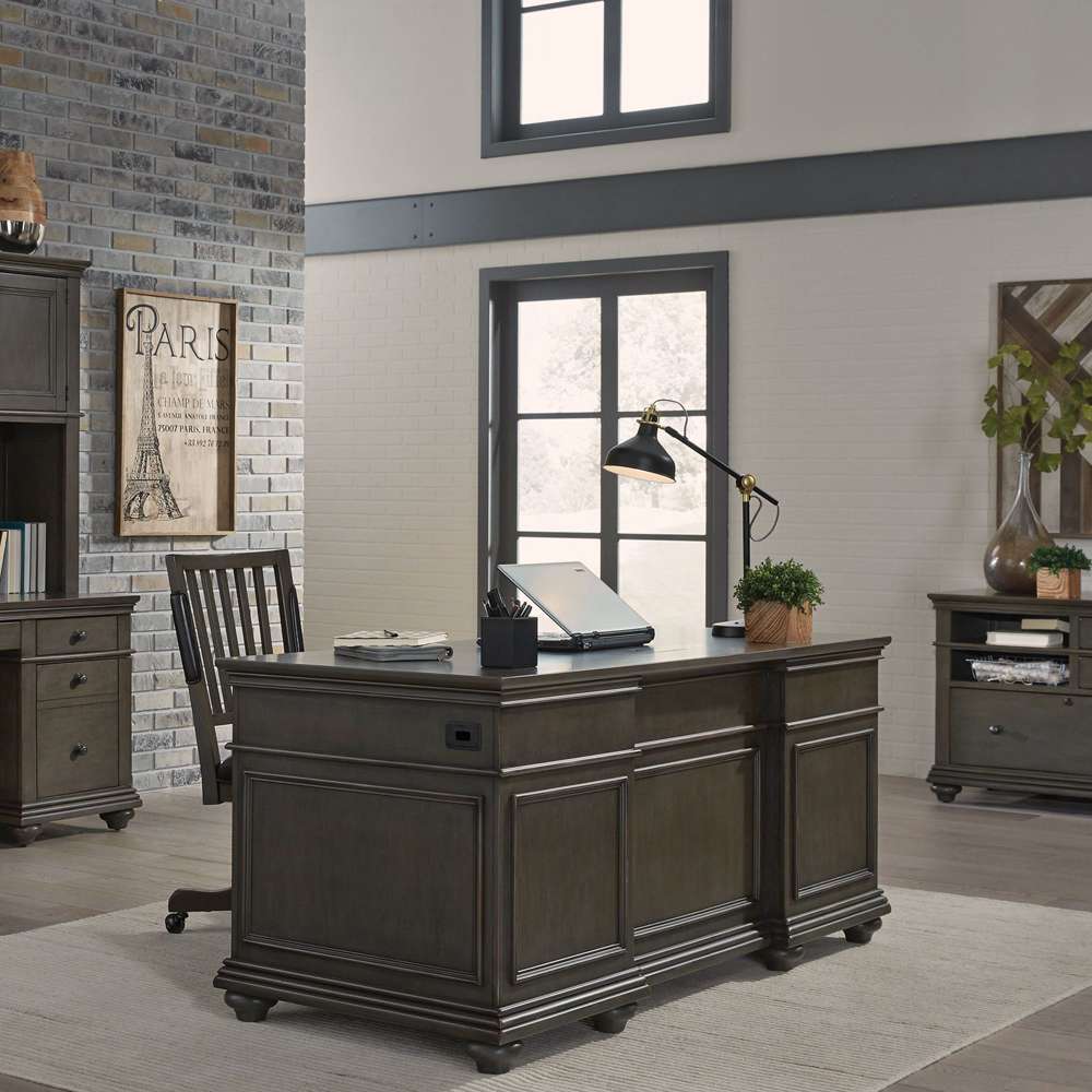 Emery Park - Oxford 66in Executive Desk in Peppercorn Finish - I07-303-PEP veiw 4