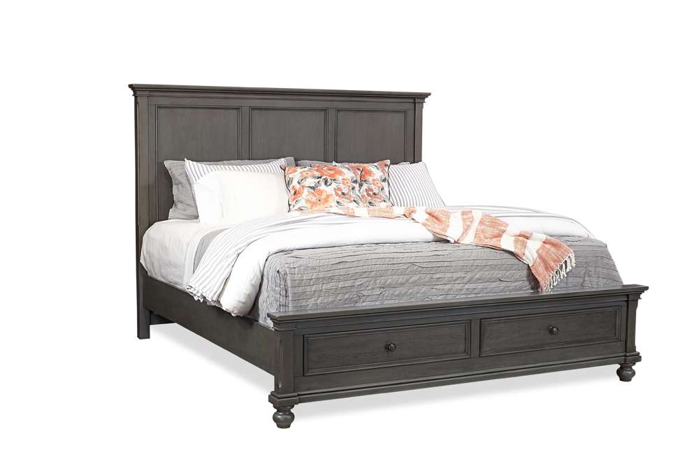 Emery Park - Oxford Cal King Panel Storage Bed in Peppercorn Finish veiw 1