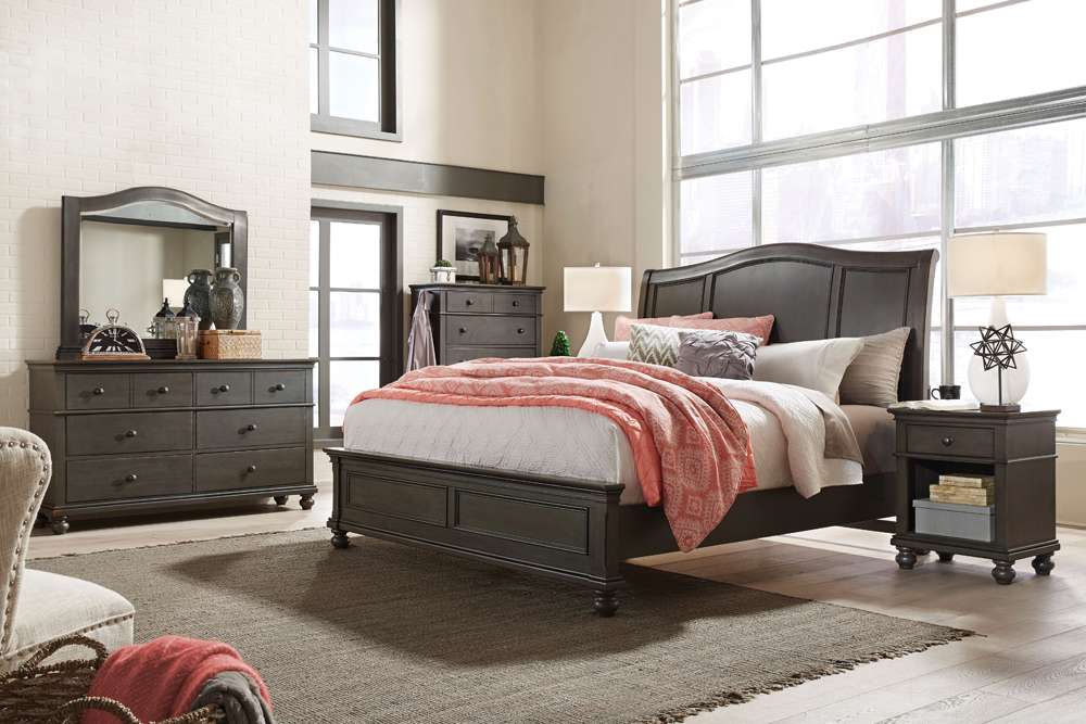 Emery Park - Oxford Cal King Sleigh Bed in Peppercorn Finish veiw 2
