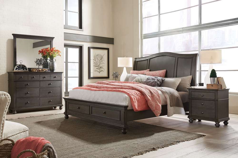 Emery Park - Oxford Cal King Sleigh Storage Bed in Peppercorn Finish veiw 2