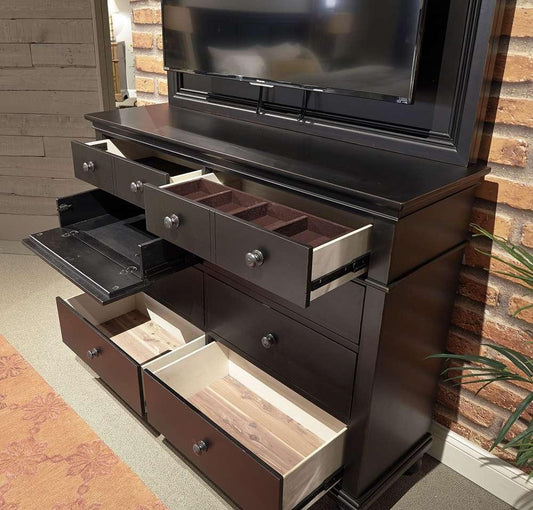 Emery Park  -  Oxford Chesser with TV Frame in Peppercorn Finish veiw 1