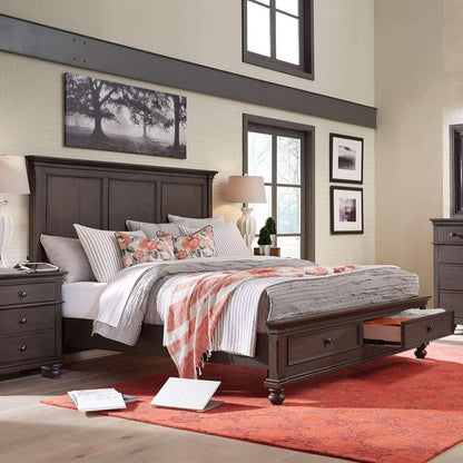 Emery Park - Oxford King Panel Storage Bed in Peppercorn Finish veiw 2