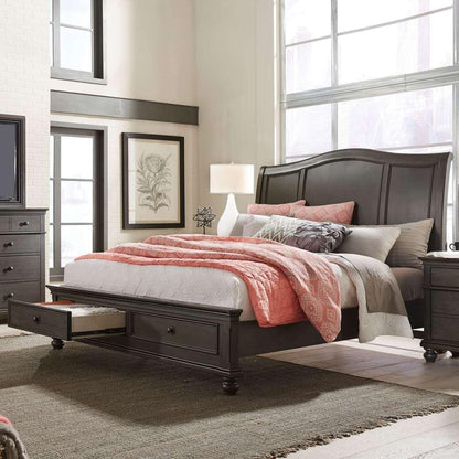 Emery Park - Oxford King Sleigh Storage Bed in Peppercorn Finish veiw 1