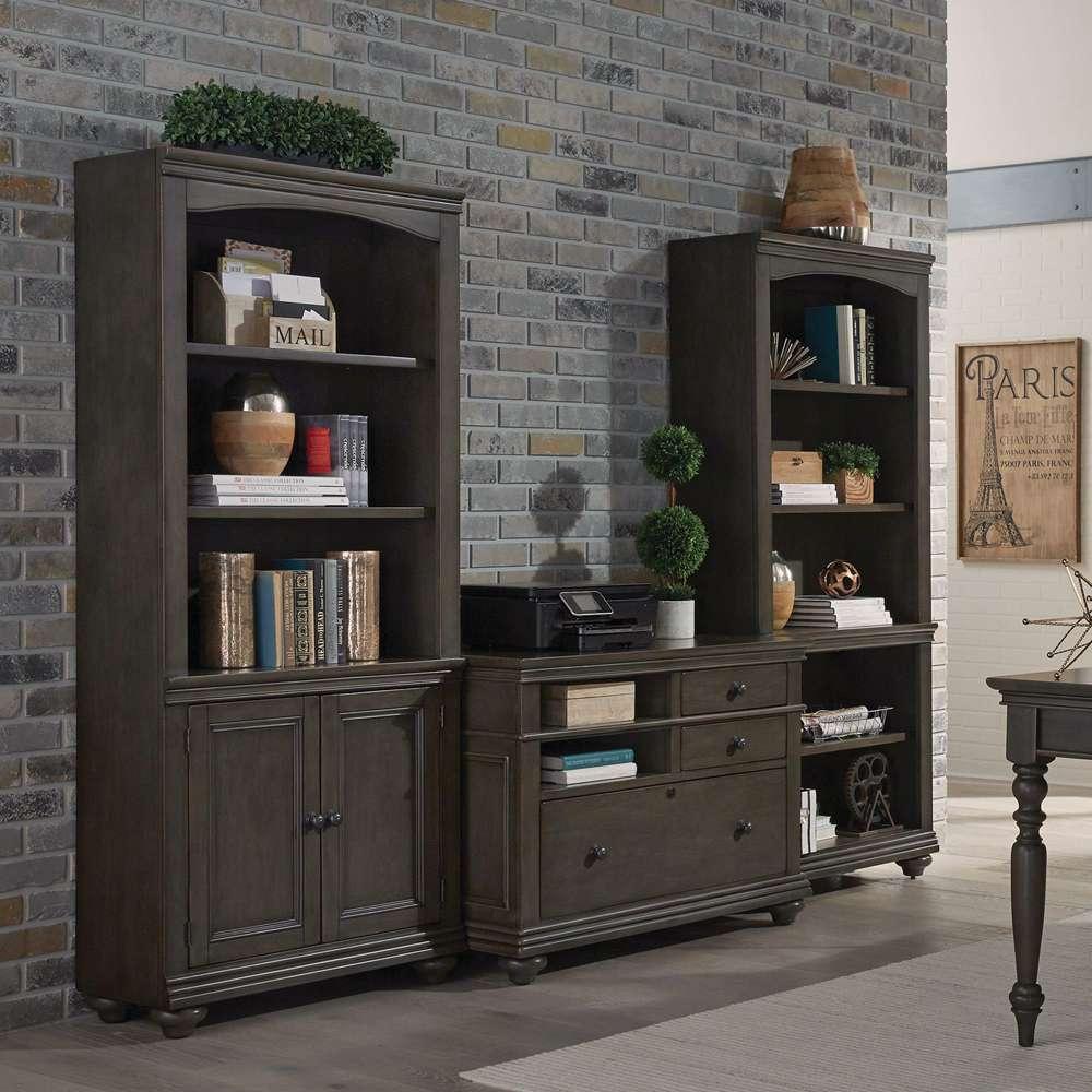 Emery Park - Oxford Open Bookcase in Peppercorn Finish - I07-333-PEP veiw 2