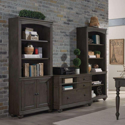 Emery Park - Oxford Open Bookcase in Peppercorn Finish - I07-333-PEP veiw 2