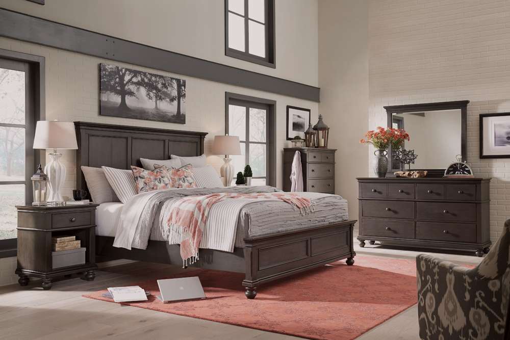 Emery Park - Oxford Queen Panel Storage Bed in Peppercorn Finish veiw 2
