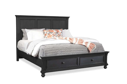 Emery Park - Oxford Queen Panel Storage Bed in Rubbed Black Finish