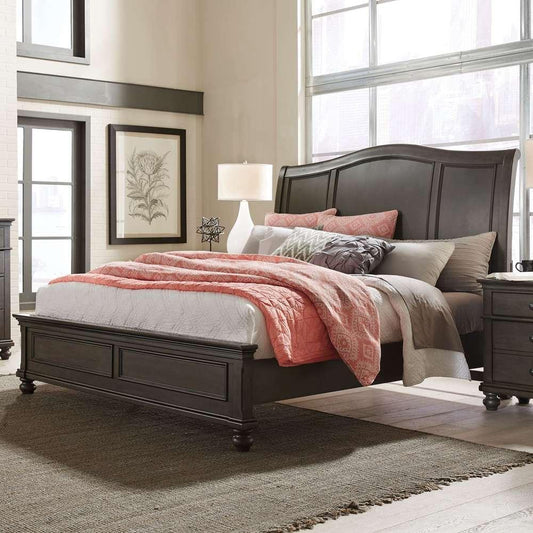 Emery Park - Oxford Queen Sleigh Bed in Peppercorn Finish veiw 1