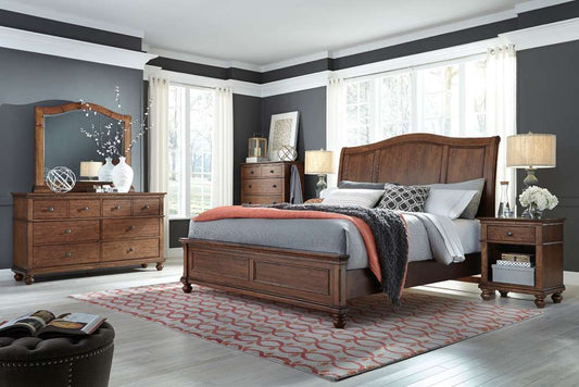 Emery Park - Oxford Queen Sleigh Bed in Whiskey Brown Finish veiw 1
