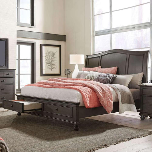 Emery Park - Oxford Queen Sleigh Storage Bed in Peppercorn Finish veiw 1