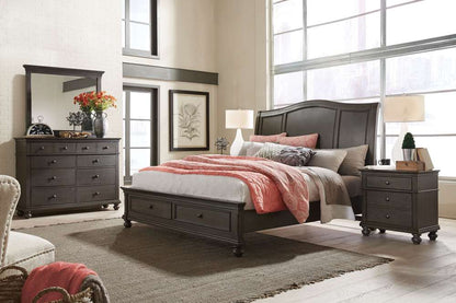 Emery Park - Oxford Queen Sleigh Storage Bed in Peppercorn Finish veiw 2