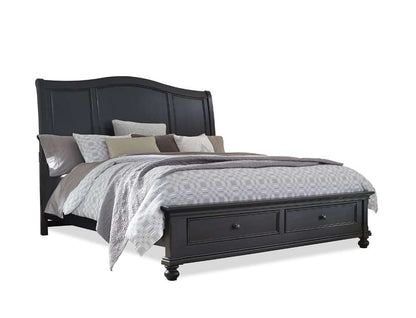 Emery Park - Oxford Queen Sleigh Storage Bed in Rubbed Black Finish