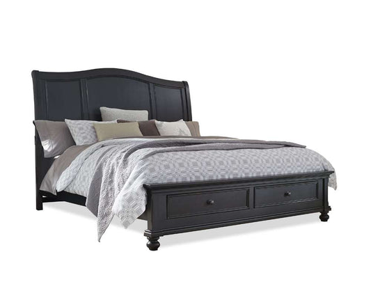 Emery Park - Oxford Queen Sleigh Storage Bed in Rubbed Black Finish
