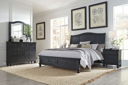 Emery Park - Oxford Queen Sleigh Storage Bed in Rubbed Black Finish veiw 1