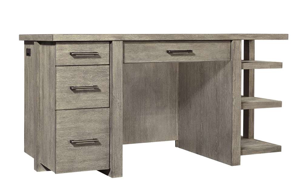 Emery Park - Platinum 60in Desk w/ Open Shelves in Gray Linen Finish - I251-309-2