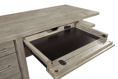 Emery Park - Platinum 60in Desk w/ Open Shelves in Gray Linen Finish - I251-309-2 veiw 4