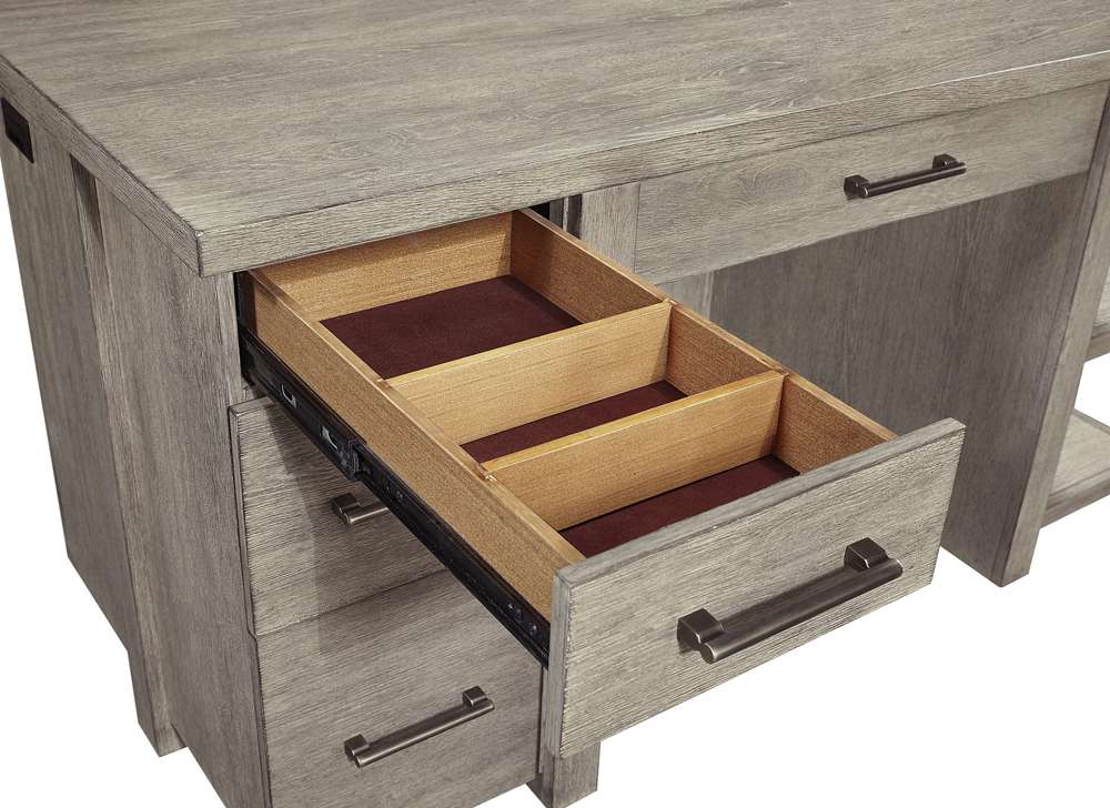 Emery Park - Platinum 60in Desk w/ Open Shelves in Gray Linen Finish - I251-309-2 veiw 5