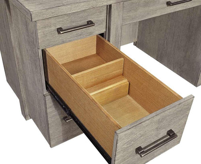 Emery Park - Platinum 60in Desk w/ Open Shelves in Gray Linen Finish - I251-309-2 veiw 6