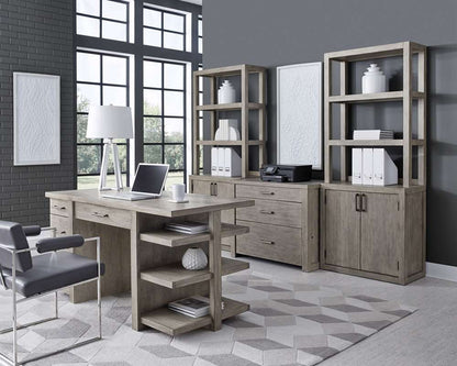 Emery Park - Platinum 60in Desk w/ Open Shelves in Gray Linen Finish - I251-309-2 veiw 8