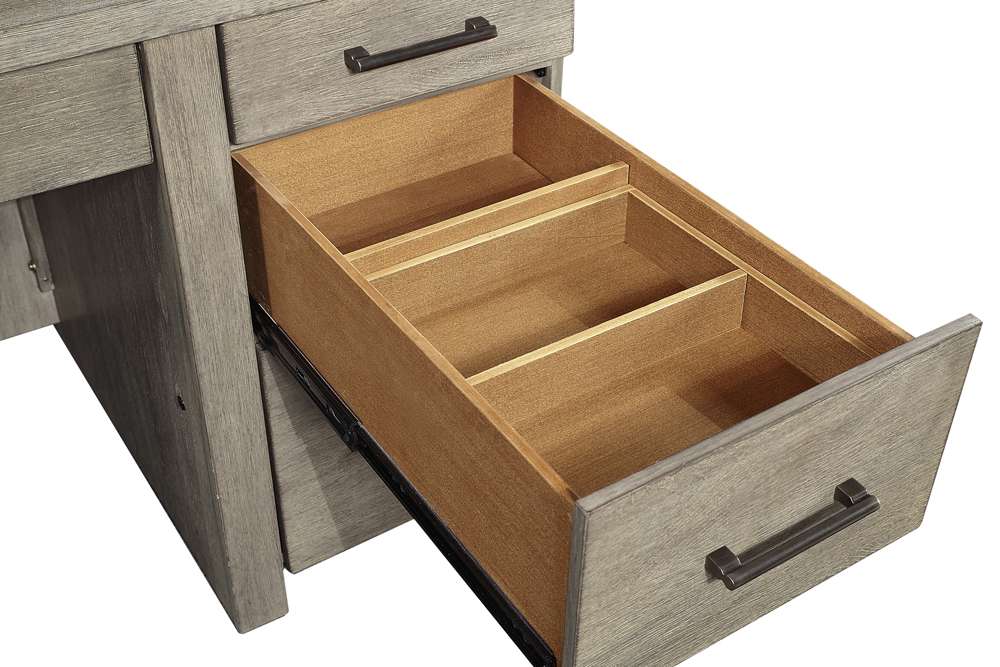 Emery Park - Platinum 66in Executive Desk in Gray Linen Finish - I251-303-2 veiw 4