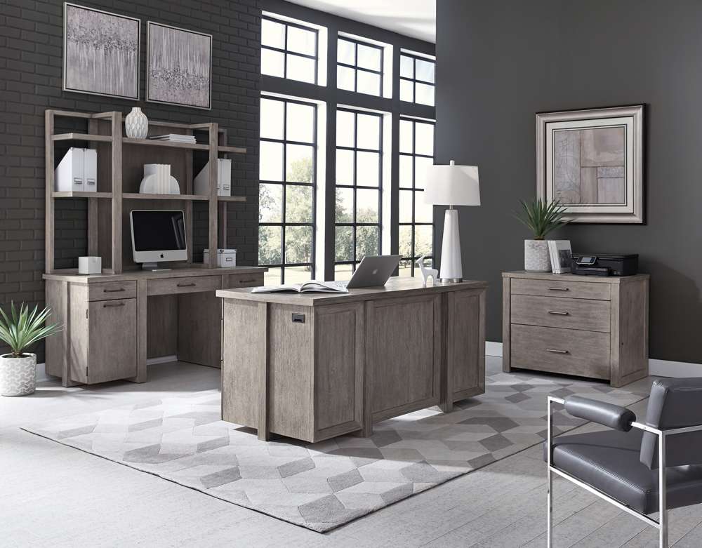 Emery Park - Platinum 66in Executive Desk in Gray Linen Finish - I251-303-2 veiw 8
