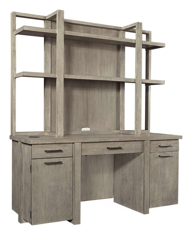 Emery Park - Platinum Credenza and Hutch in Gray Linen Finish