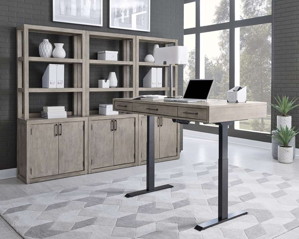 Emery Park - Platinum Credenza and Hutch in Gray Linen Finish veiw 2