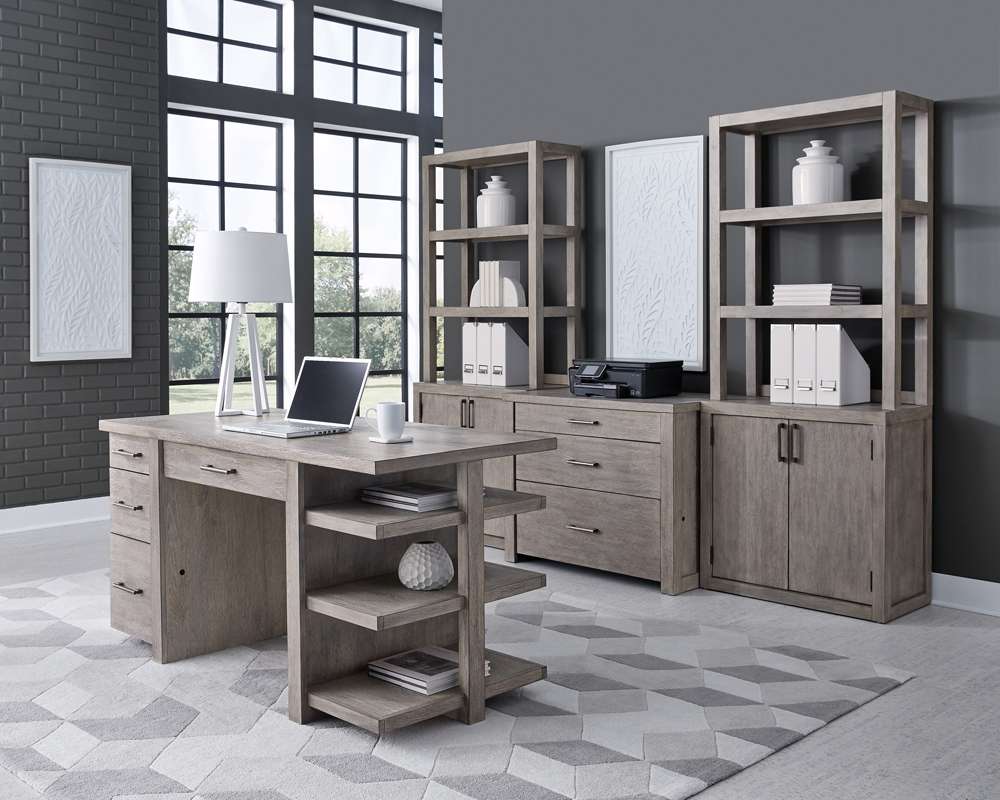 Emery Park - Platinum Door Bookcase in Gray Linen Finish - I251-332-2 veiw 3