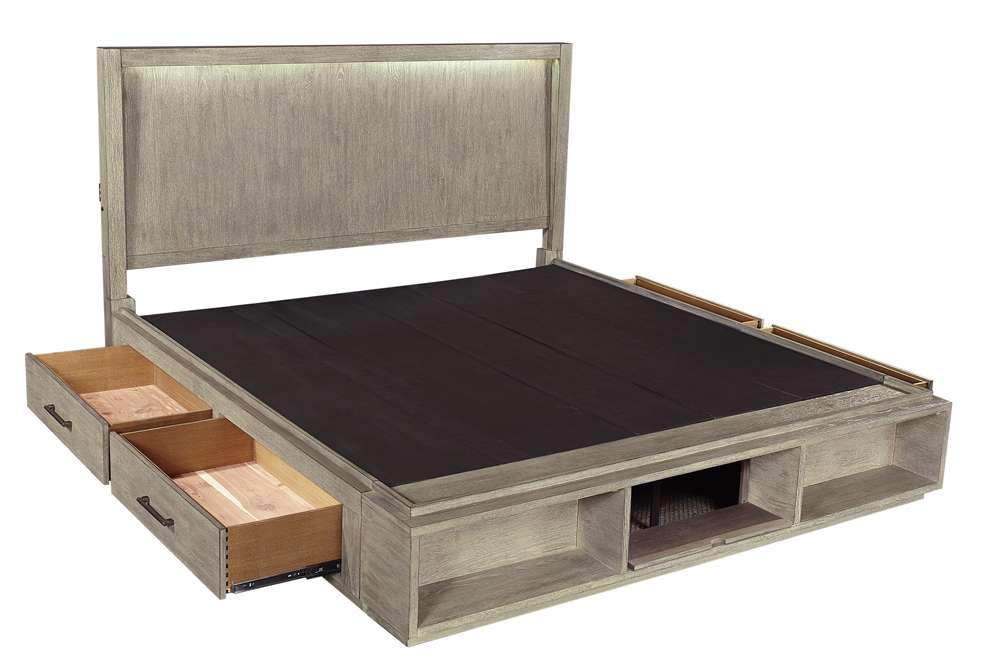 Emery Park - Platinum Queen Panel Storage Bed in Gray Linen Finish veiw 1