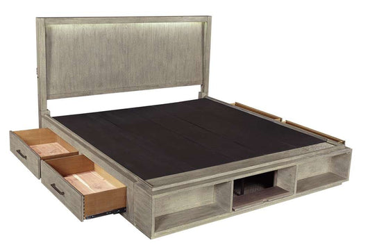 Emery Park - Platinum Queen Panel Storage Bed in Gray Linen Finish veiw 1