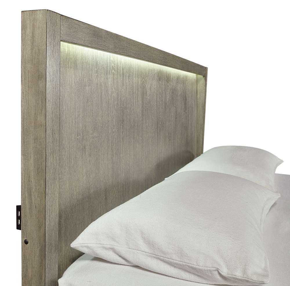 Emery Park - Platinum Queen Panel Storage Bed in Gray Linen Finish veiw 2