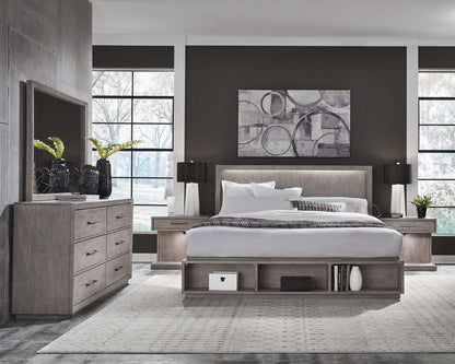 Emery Park - Platinum Queen Panel Storage Bed in Gray Linen Finish veiw 3
