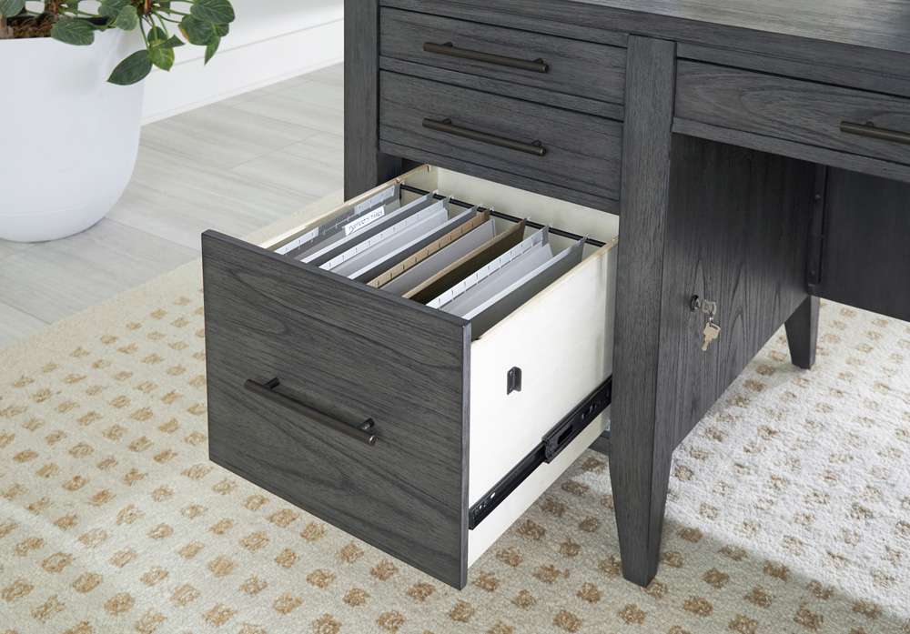 Emery Park - Preston 66in Executive Desk in Urbane Grey Finish - I597-303 veiw 2