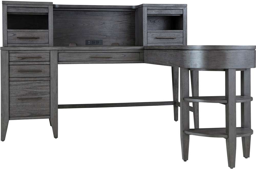 Emery Park - Preston Pedestal Desk And Return in Urbane Grey Finish