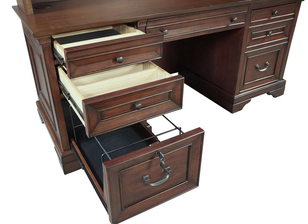 Emery Park - Richmond 66in Credenza Desk in Brown Burgundy Finish - I40-316 veiw 2