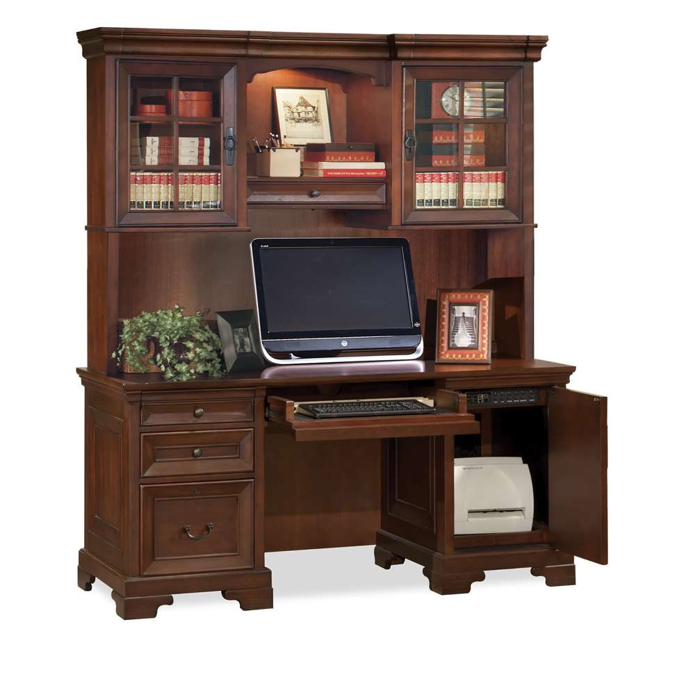 Emery Park - Richmond 66in Credenza & Hutch in Brown Burgundy Finish veiw 1