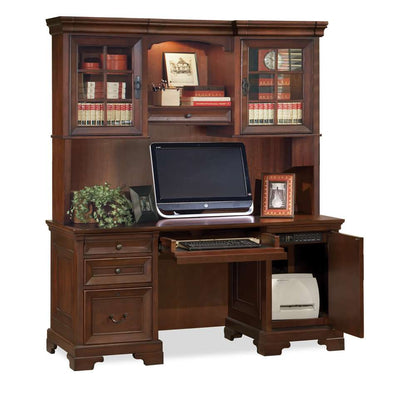Emery Park - Richmond 66in Credenza & Hutch in Brown Burgundy Finish veiw 1