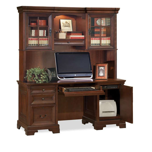 Emery Park - Richmond 66in Credenza & Hutch in Brown Burgundy Finish veiw 1
