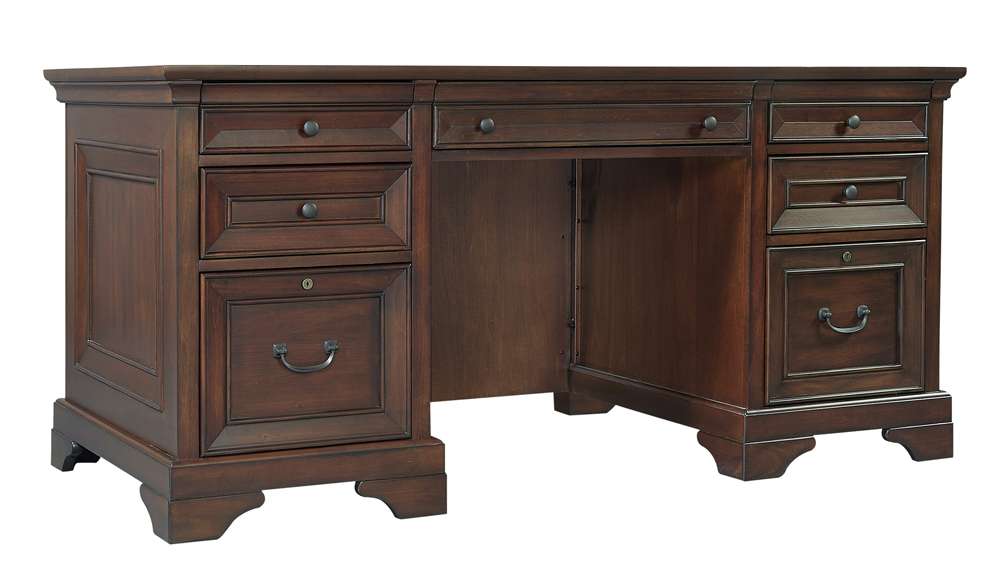 Emery Park - Richmond 66in Executive Desk in Brown Burgundy Finish - I40-303