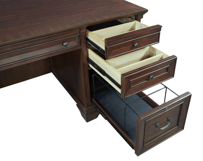 Emery Park - Richmond 66in Executive Desk in Brown Burgundy Finish - I40-303 veiw 2