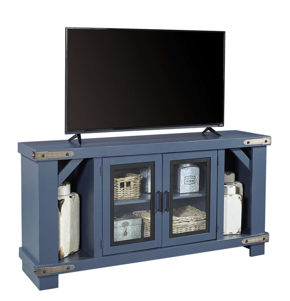 Emery Park - Sawyer 64in Console w/ 2 Doors in Malta Blue Finish - MO1240-MBL
