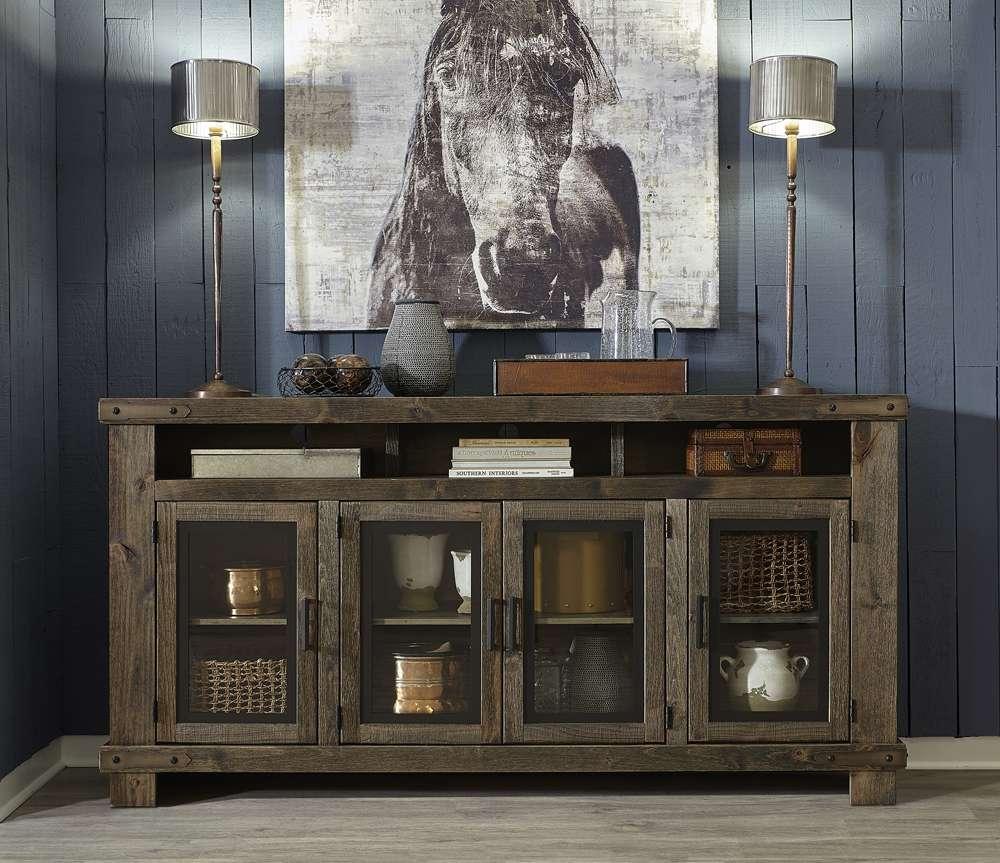 Emery Park - Sawyer 79in Highboy Console w/ 4 Doors in Brindle Finish - WDO1252-BDL veiw 2