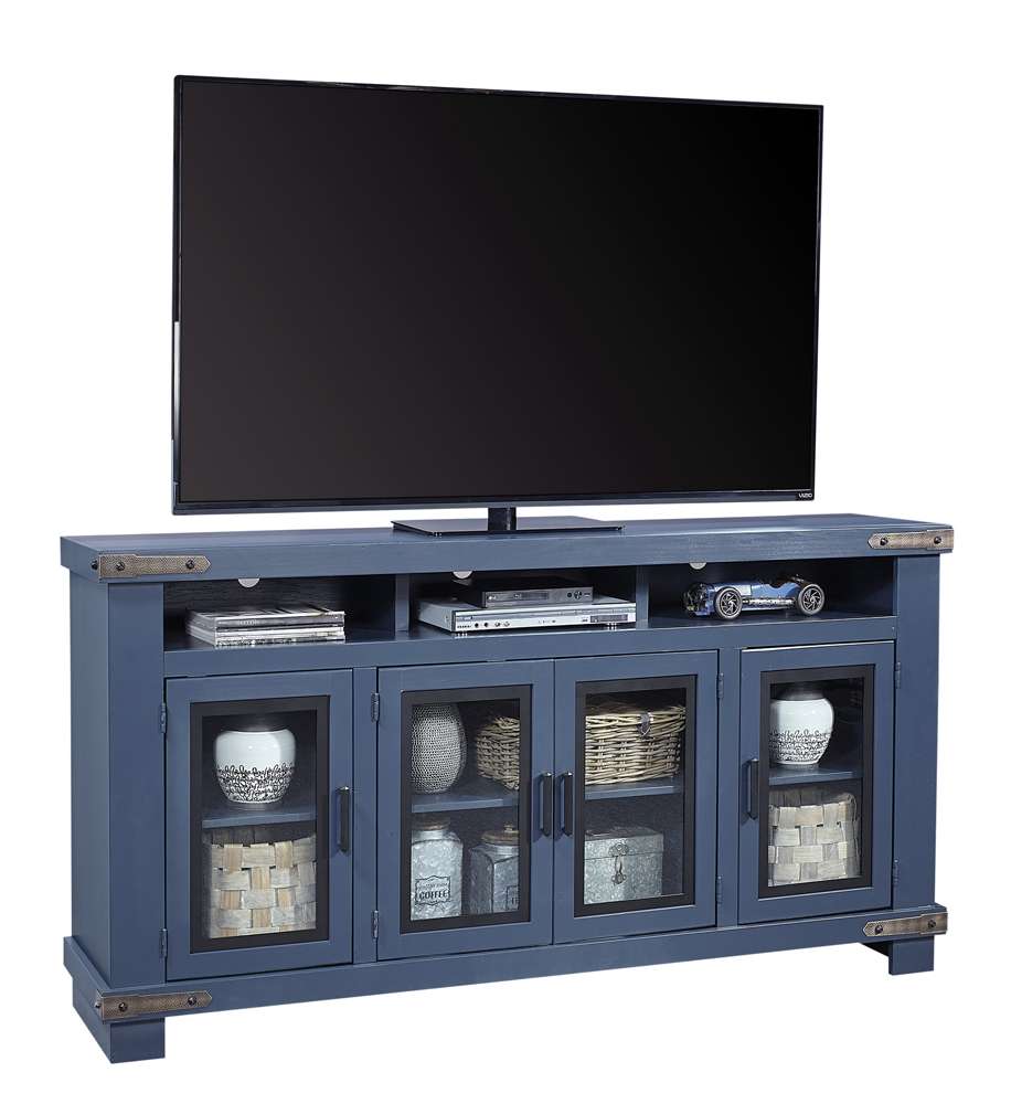 Emery Park - Sawyer 79in Highboy Console w/ 4 Doors in Malta Blue Finish - MO1252-MBL